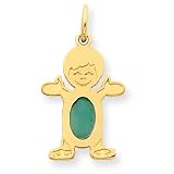 14K Boy 6x4 Oval Genuine Emerald-May