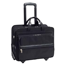 Franklin Covey Black Franklin Nylon 2-in-1 Removable Wheeled 17 Inch Laptop Case by McKlein by