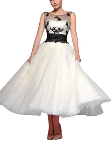 Tea Length Tulle Applique Wedding Prom Dresses Formal Gowns Ball Dress