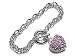 Silver Link Pink Rhinestone Heart Designer Style Charm Fashion Bracelet