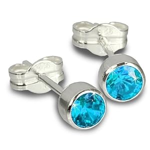 SilberDream Ohrringe Zirkonia türkis 925 Sterling Silber Ohrstecker SDO503T