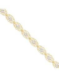 14k & Rhodium Diamond-cut Marquise Bracelet