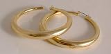 Image of Ladies fashion earrings gold coloured metal hoop design - 12005