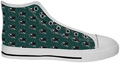 BUCH NHL San Jose Sharks Women High-top Canvas Shoes Gym Hiking Sneakers Flat Shoes