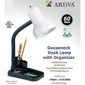 Artiva 31052WH WHT Whiet Desk Lamp with Organizer - Case of 6