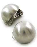 Silvertone Button CLIP-ON Earrings Fashion Jewelry