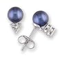 6mm Japanese Akoya Black Pearl and Diamond Stud Earrings in 14k White Gold