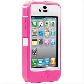 New Otterbox Iphone 4 Defender Case Pink & White Textured Silicone Exterior For Improved Grip