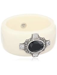 Miriam Salat Ivory Resin Deco Jewel Hinge Cuff Bracelet, 2.75"