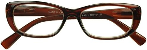 Sunglass Stop - Womens Oval Bold Cat Eye Magnification Optical Reading Readers Prescription Glasses (Brown , +2.25)