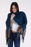 REVERSIBLE PURE WOOL LYCRA SCARF / WRAP / STOLE / MUFFLER