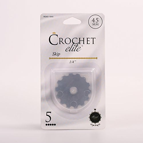 Crochet Elite, 45mm Crochet Edge Wide Skip (1/4 inch) Rotary Cutter Blades, 5 Pack