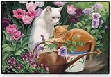 Buggy and Juliette Tabby and White Cat Doormat Mat Rug