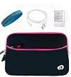 Amazon Kindle 2 Sleeves Kindle 2 Black with Pink Carrying Case Sleeves + Wisdom*Courage Wristband + Screen Protector + White Color Data Cable for Kindle 2