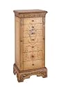 Powell Masterpiece Handpainted Wood Jewelry Armoire, Antiqued Parchment