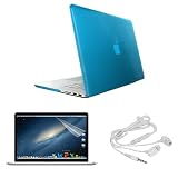 Skque Aqua Crystal Hard Transparent Case Cover + LCD Clear Screen Protector + White Earphone Headset w/mic for Apple MacBook Pro 15 with Retina display