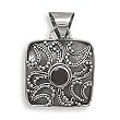 Oxidized Square Pendant with Garnet