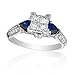 Diamond and Sapphire Engagement Ring 3/4ctw