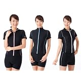 (ルモード）lemodeフィットネス水着 日本製98 半袖フロントジッパー ランキング常連商品 レディース女性用