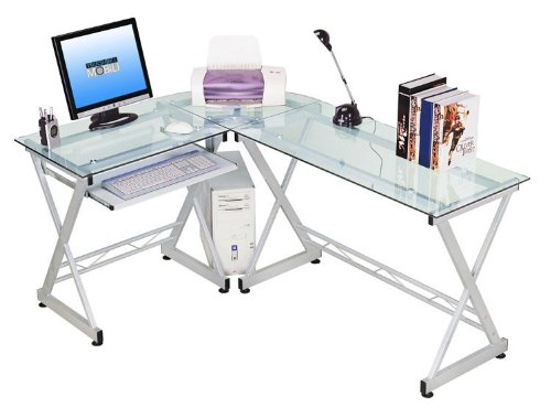 Glass L Shaped Computer Desk
