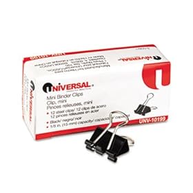 Universal 10199 - Mini Binder Clips, Steel Wire, 1/4 Cap., 1/2 Wide, Black/Silver, Dozen-UNV10199