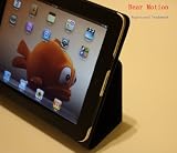 Bear Motion (TM) Genuine Leather Case Folio with 3-in-1 built-in Stand for Apple Ipad Tablet/wifi 3G Model 16gb, 32gb, 64gb (Black)