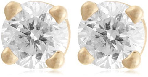 10k Yellow Gold, Round, Diamond Stud Earrings (1/4 cttw, J-K Color, I2-I3 Clarity)
