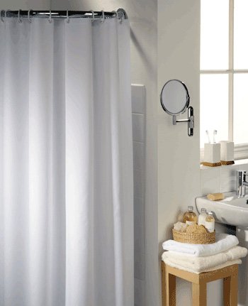 Refresh White Water Repellent Polyester Shower Curtain Including 12 Curtain Rings 