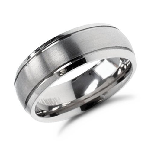 7mm Men's Ridge Titanium Wedding Band Ring Discount