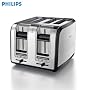Philips HD2648 - 4 Slot Brushed Metal Toaster - Extra Wide and Deep Toasting Slots