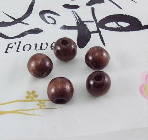 2x48pcs 10mm Coffee Color Round Painted Wooden Beads