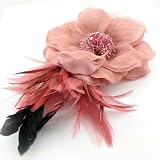 Elegant Feather Corsage Hair Clip Pin Brooch Clothing Hats Scarf Crystal Bridal