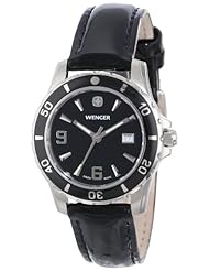 Wenger Womens 70365 Sport Black Dial Black Leather Watch