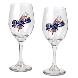 Los Angeles Dodgers 2pc Wine Glass Set - Primary Logo MLB Baseball