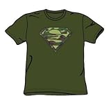 Superman - Camo Logo - Military Green S/S Adult T-Shirt For Men