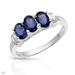 Three-stone Ring With 1.10ctw Genuine Iolites Made of 925 Sterling silver- Size 7 (Size 7)