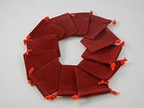 12 Red Velour (Velvet) Drawstring Pouch (2