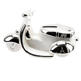 Girls & Boys Christening Gifts. Silverplated Vespa Scooter Moneybox Gift