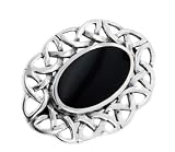 Sterling Silver Celtic Knot and Black Onyx Pin Brooch