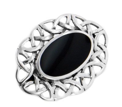 Childrens Toyshop  Jewelry : Sterling Silver Celtic Knot and Black Onyx Pin Brooch