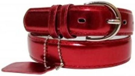 Genuine Leather Women's Dress Belt Basic Colors Metallic Red XL