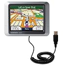 Coiled Power Hot Sync and Charge USB Data Cable w/ Tip Exchange for the Garmin Nuvi 270 - Gomadic Brand