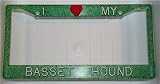 Green Glitter I Love My Basset Hound Frame