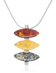 Sterling Silver Multi-Color Amber Slider Pendant Necklace , 17"
