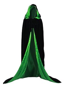 ANGELWARDROBE Halloween Hooded Cloak Medieval Wedding Cape SCA Black-Green 3XL