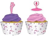 Creative Converting Tutu Much Fun Cupcake Pick Decorations with Matching Baking Cup Wrappers, 12 Co