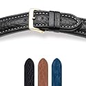 HIRSCH Oslo M, Rindleder, natürliche Narbung, 50 schwarz, 22 mm, für Breitling