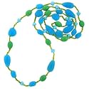 Aqua and Green Long Beaded Necklace