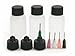 Beachcombers! 1oz & 1/2oz Soft Squeeze Fine Metal Tip Applicator Bottles for Glues, Paint, Gels, Henna Paste, 5 Tips 4 Bottles