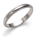 14k White Gold 3mm Milgrain Half Round Band